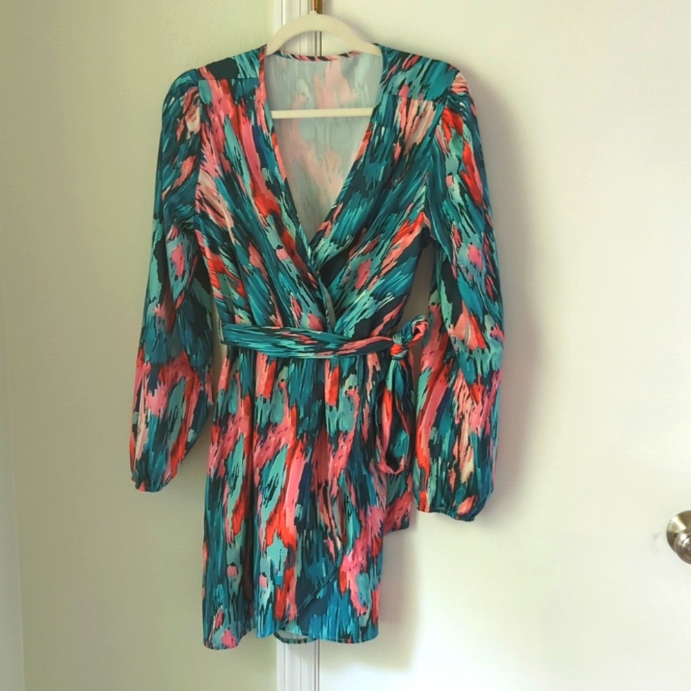 Multicolor wrap dress size large